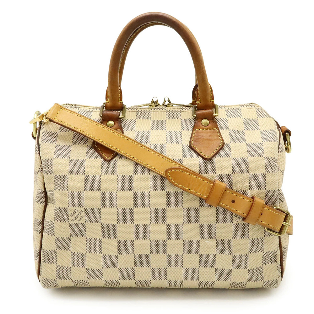 LOUIS VUITTON Damier Azur White Speedy Bandouliere Boston Bag Shoulder